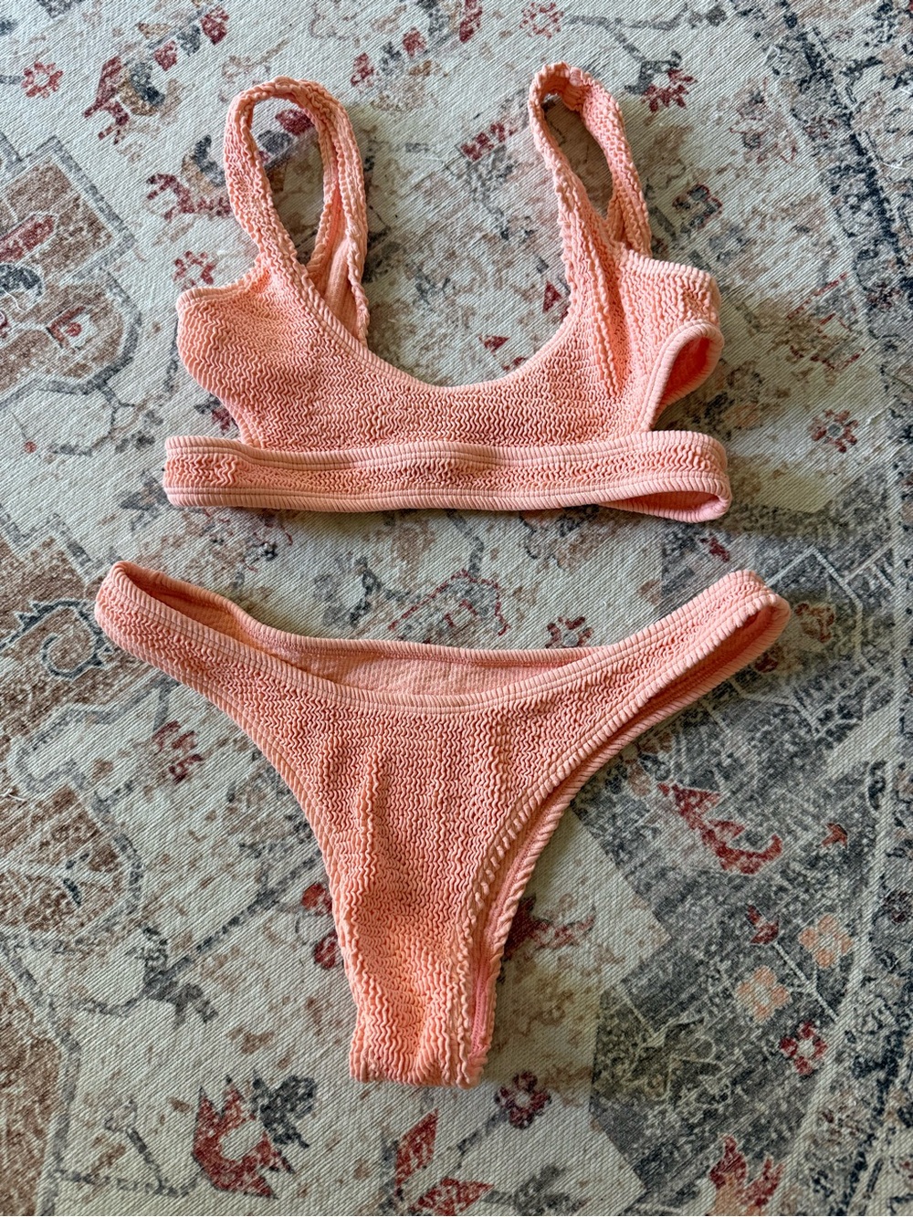 Textured Peach Bikini Set - Women's Swim